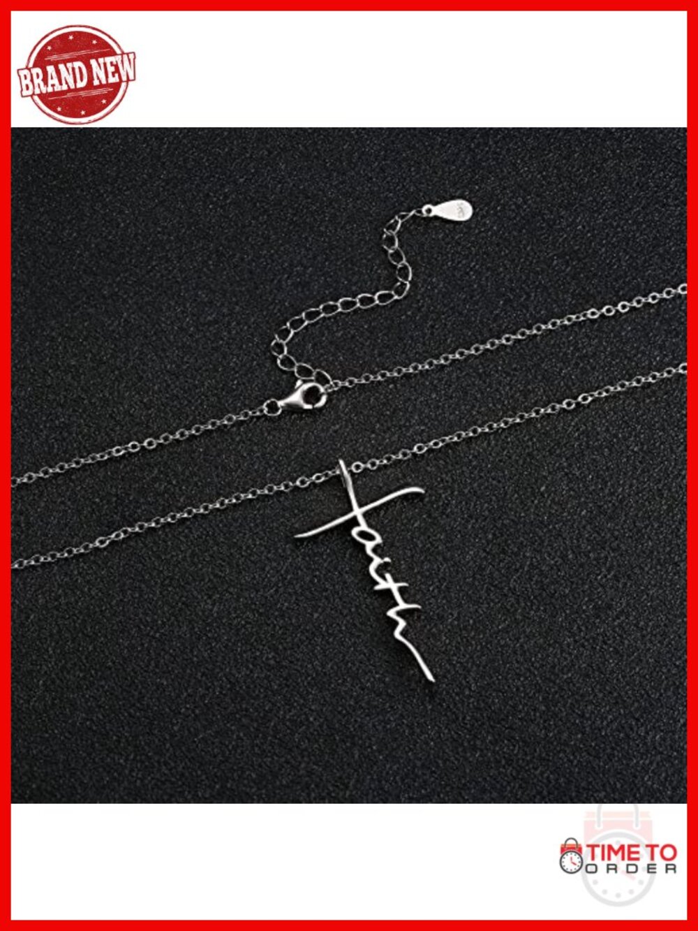 925 Sterling Silver Cross Pendant Necklace 18K White Gold Plated Faith Necklace - Picture 4 of 6